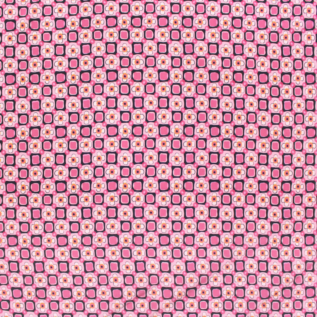 Italian 'pink Malibu' floral semi-sheer silk crepe woven .875 yds