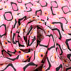 Italian 'pink Malibu' floral semi-sheer silk crepe woven .875 yds