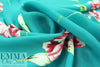Italian silk double georgette - baltic/magenta floral 1 yard