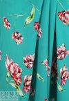 Italian silk double georgette - baltic/magenta floral 1.25 yds