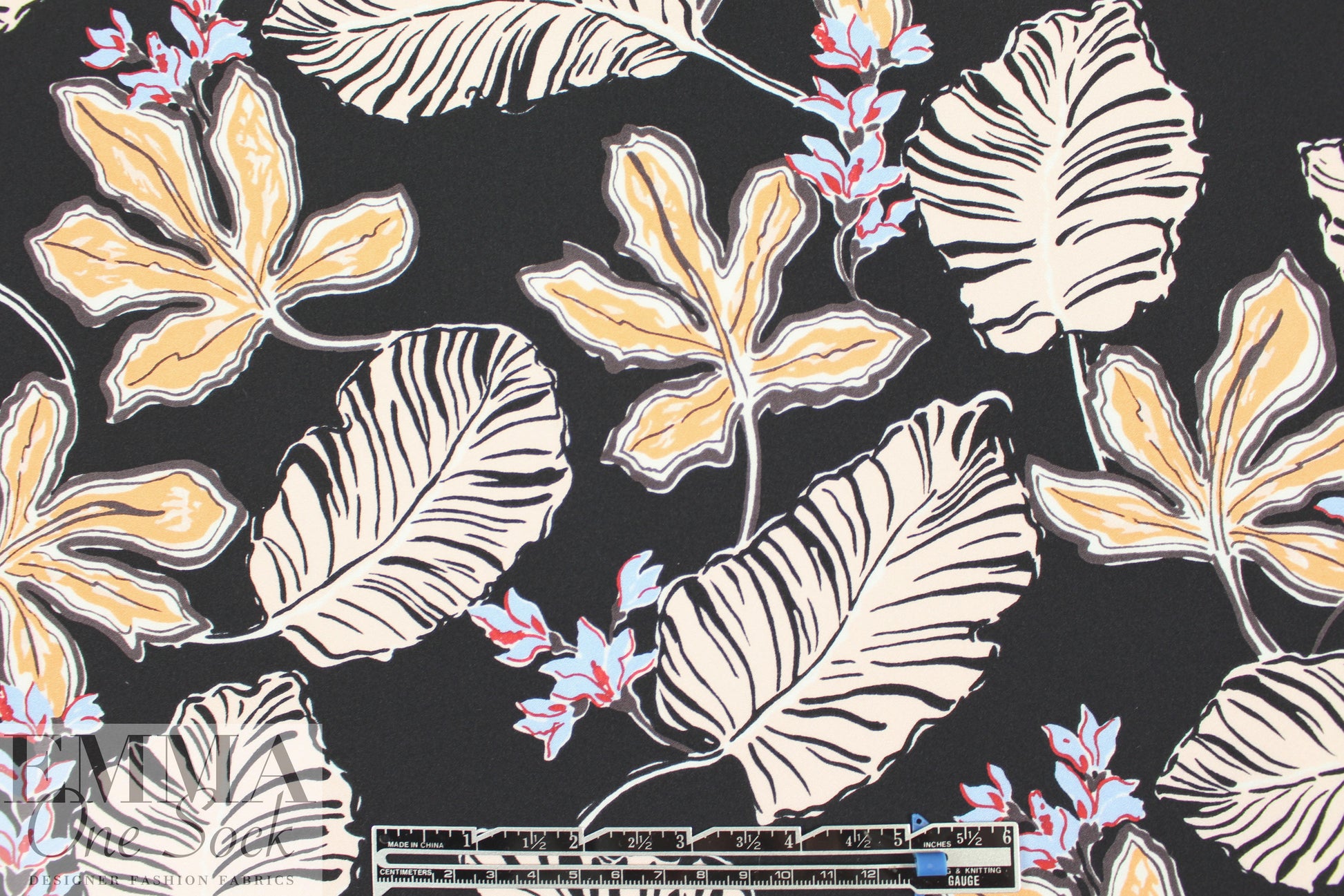 3.1 Phi11ip Lim tropics silk crepe - black/peach 1 yard