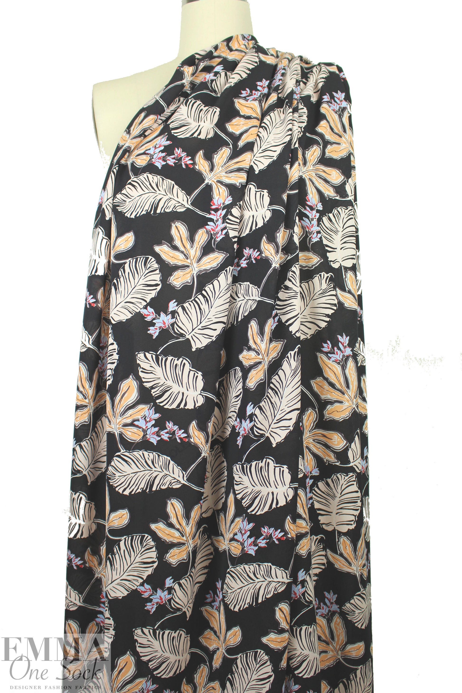 3.1 Phi11ip Lim tropics silk crepe - black/peach 1 yard