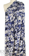 Italian designer brushstrokes and blooms stretch silk crepe 1.25 yds