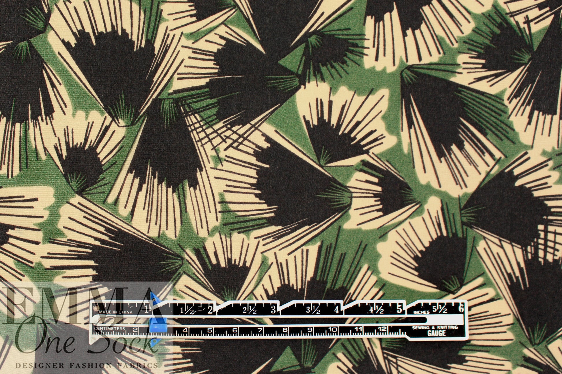 Italian designer stylized botanical pen and ink silk crepe 1.25 yds