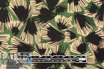Italian designer stylized botanical pen and ink silk crepe 1.25 yds