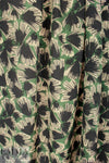Italian designer stylized botanical pen and ink silk crepe 1.25 yds