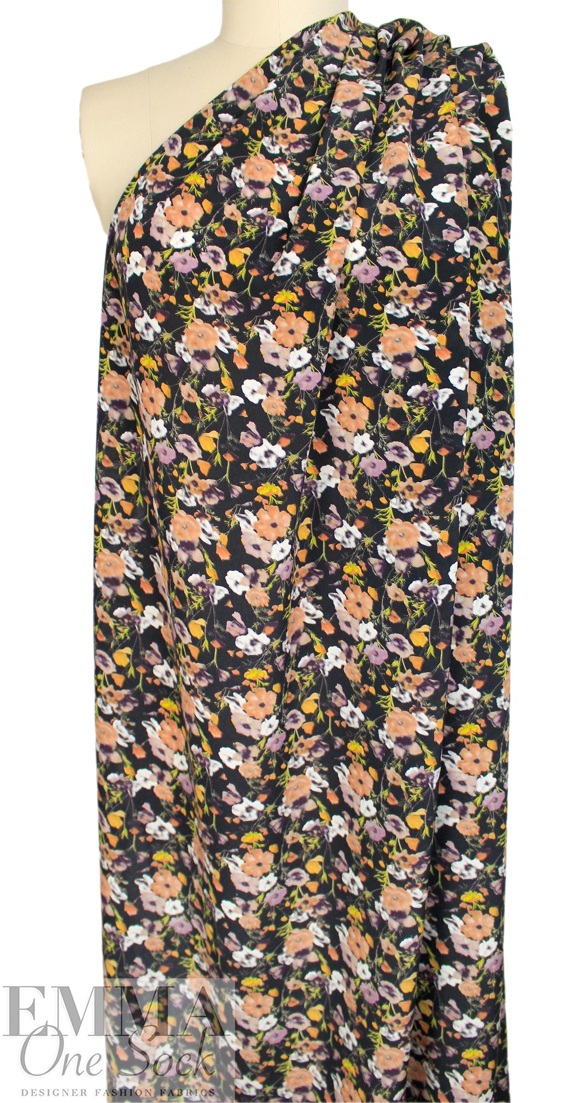 NY designer dreamy floral silk crepe woven 2.125 yd