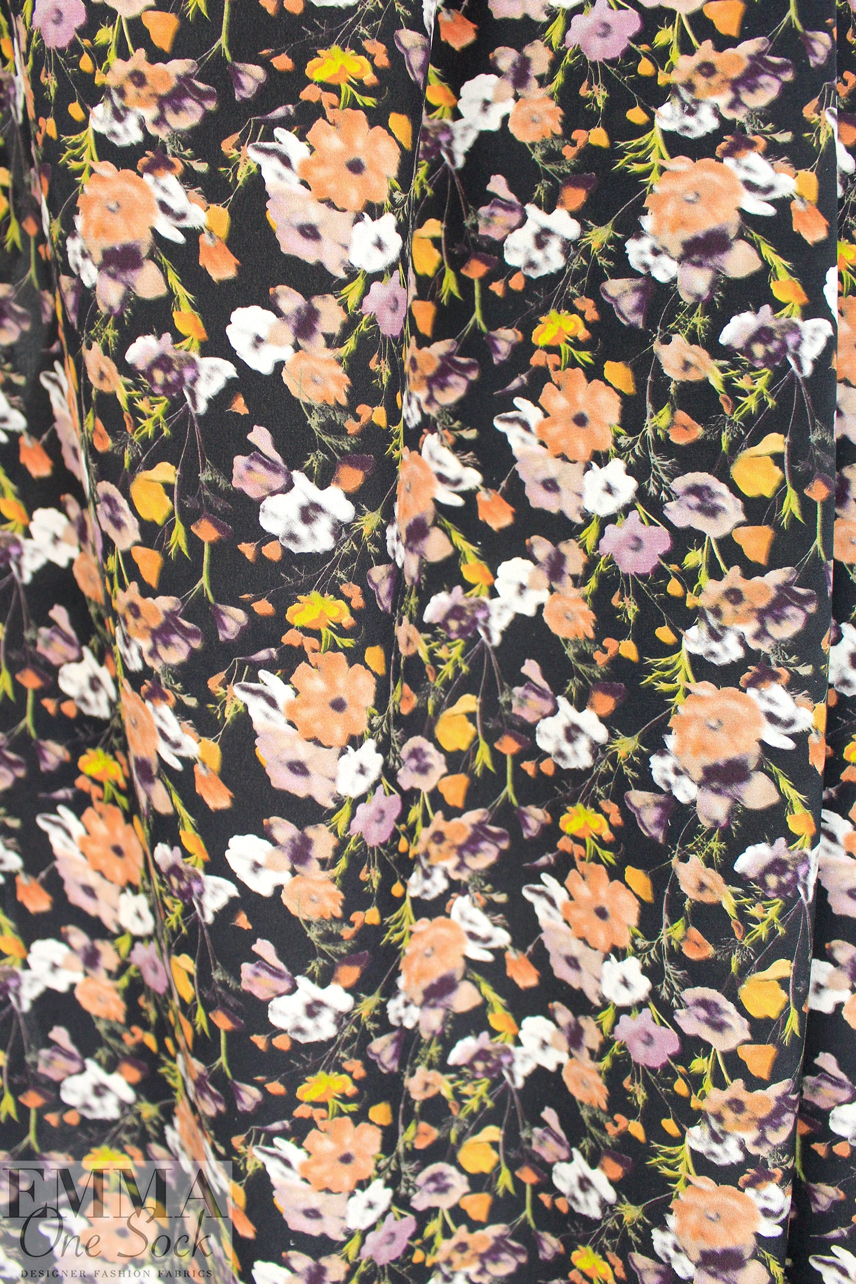 NY designer dreamy floral silk crepe woven 3 yd