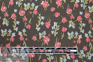 NY designer 'teeny tea roses' floral silk stretch woven 1.5 yds