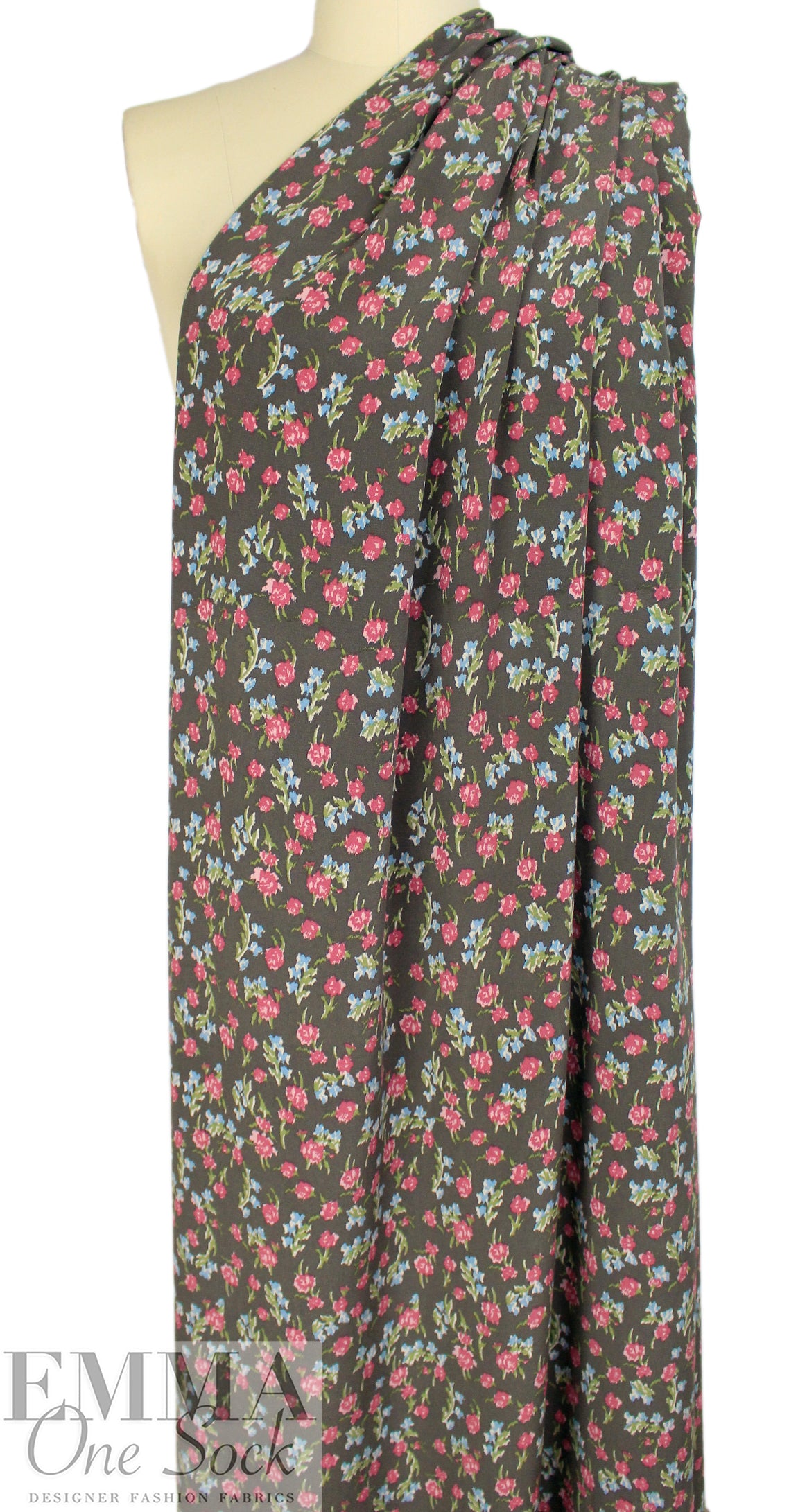 NY designer 'teeny tea roses' floral silk stretch woven 1.875 yd