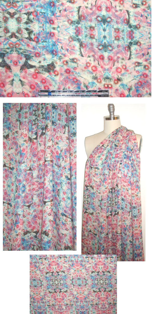 Italian stretch silk chiffon doublecloth - ikat rorschach