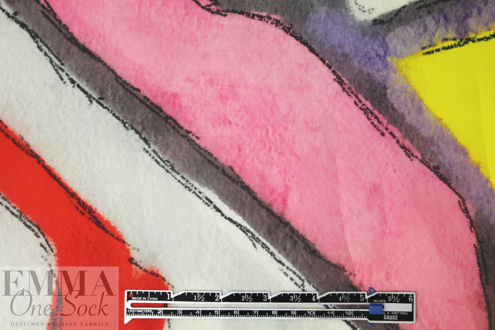 famous designer graffiti border silk satin face organza 1.375 yds