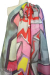 famous designer graffiti border silk satin face organza 1.375 yds