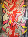 famous designer graffiti border silk satin face organza