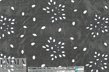famous designer silk/cotton eyelet voile - black