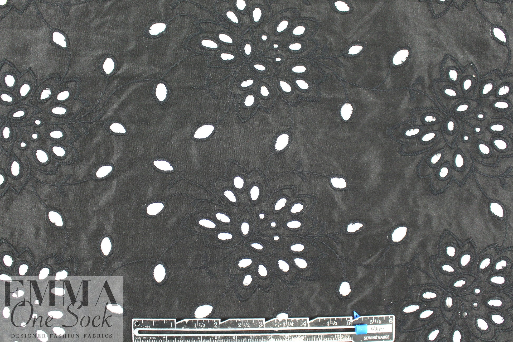 famous designer silk/cotton eyelet voile - black 2 yds