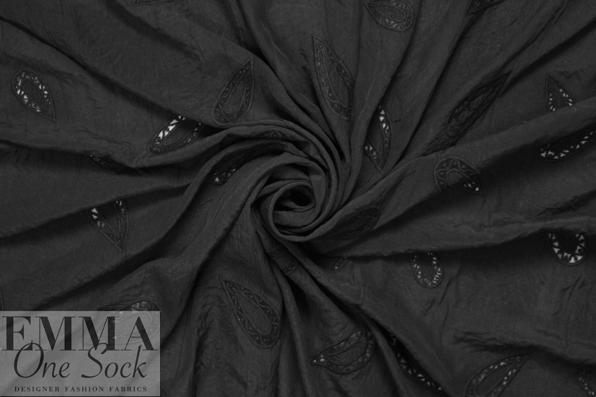 NY designer silk/cotton emb. eyelet voile - black 2.25 yd