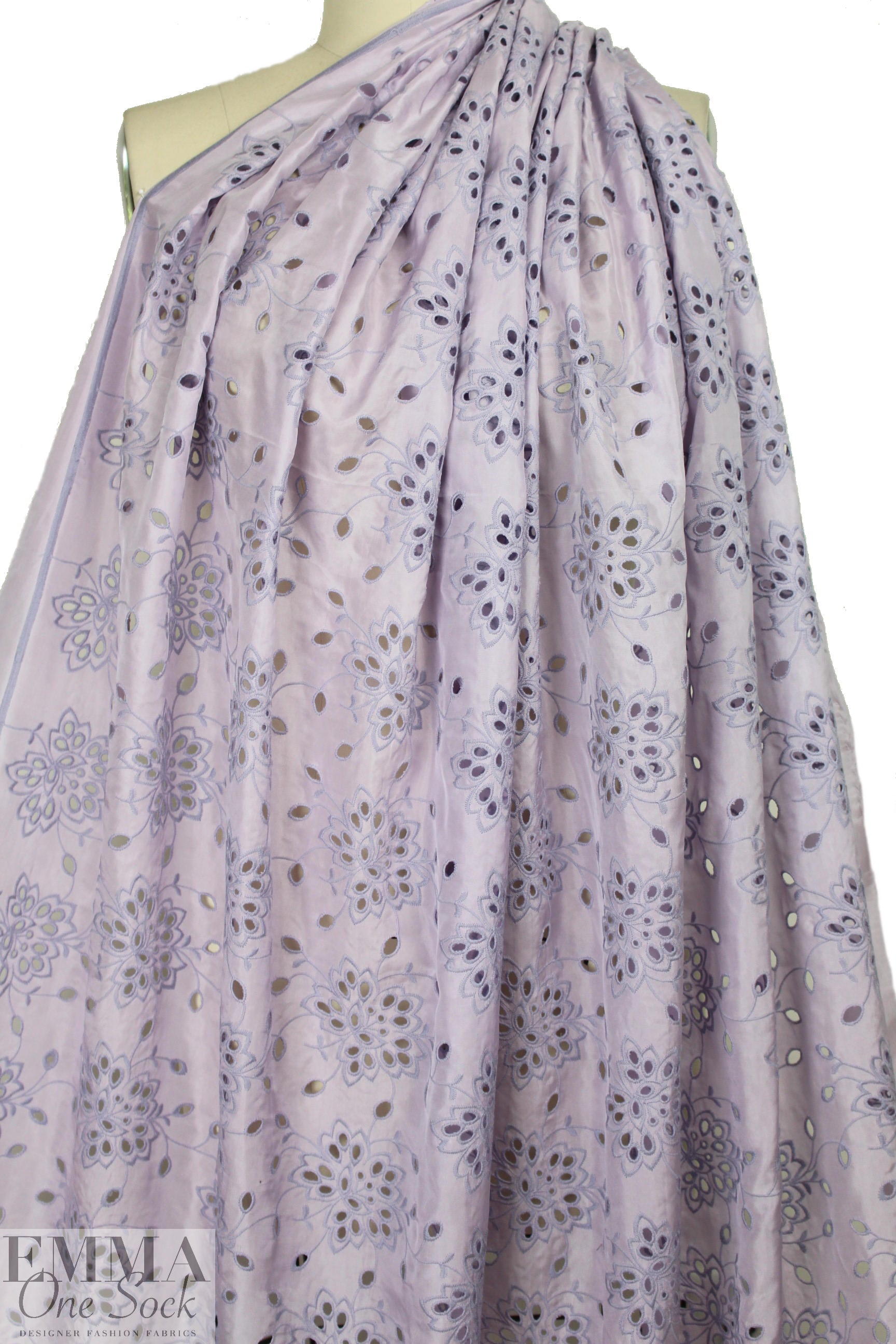 NY designer silk/cotton eyelet voile - lavender 1.40 yds