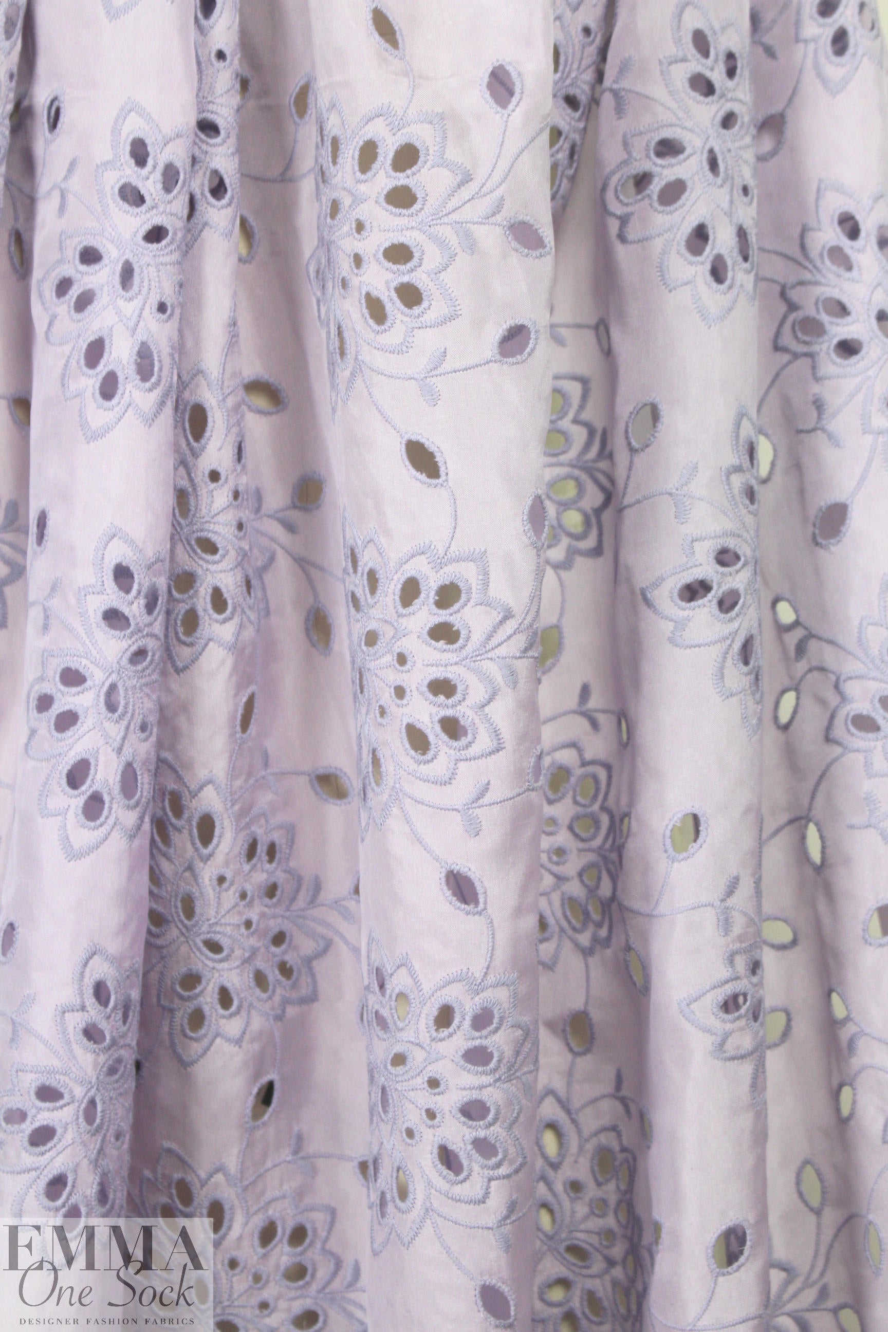 NY designer silk/cotton eyelet voile - lavender 1.40 yds