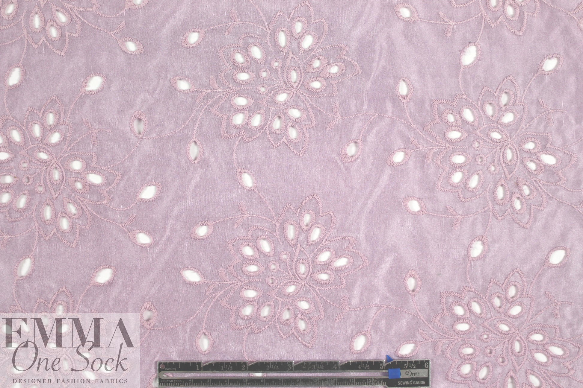 NY designer silk/cotton eyelet voile - lilac pink 1.80 yds
