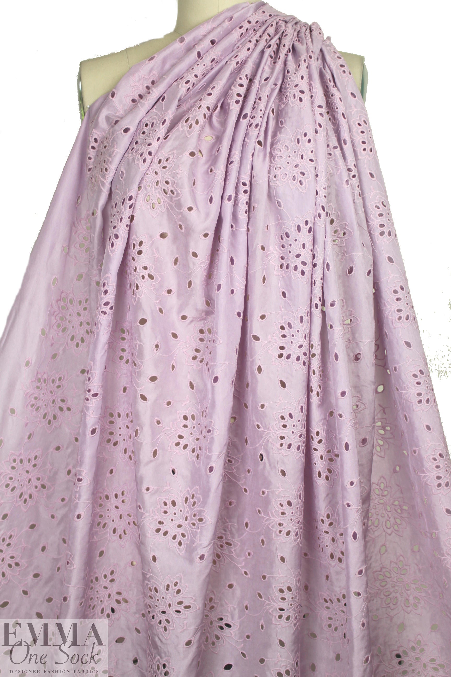 NY designer silk/cotton eyelet voile - lilac pink 1.80 yds