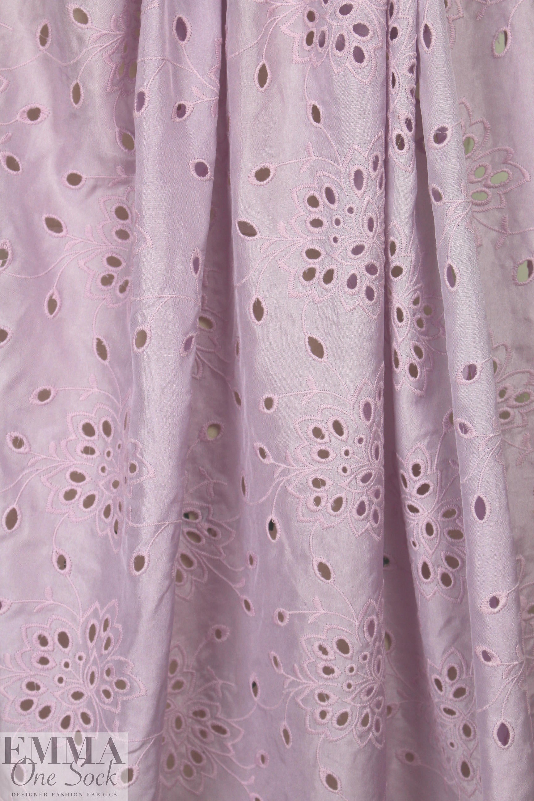 NY designer silk/cotton eyelet voile - lilac pink 1.80 yds