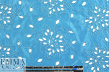 NY designer silk/cotton eyelet voile - sky 1.875 yds