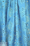 NY designer silk/cotton eyelet voile - sky/mint