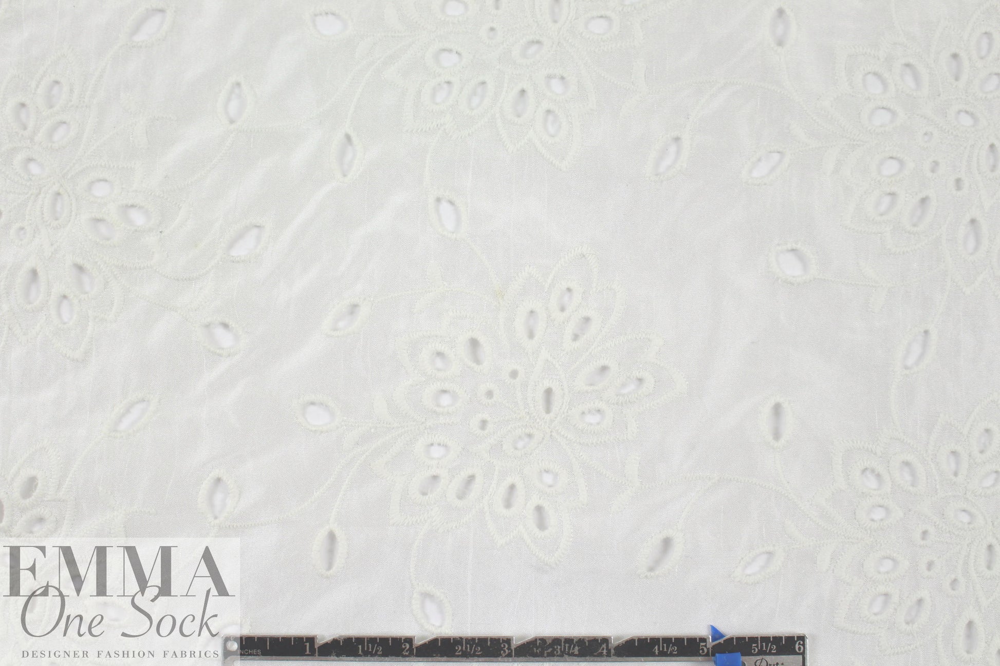 NY designer silk/cotton eyelet voile - white 1.625 yds