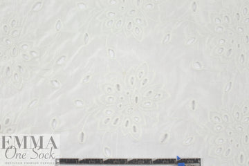 NY designer silk/cotton eyelet voile - white 1.625 yds