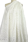 NY designer silk/cotton eyelet voile - white