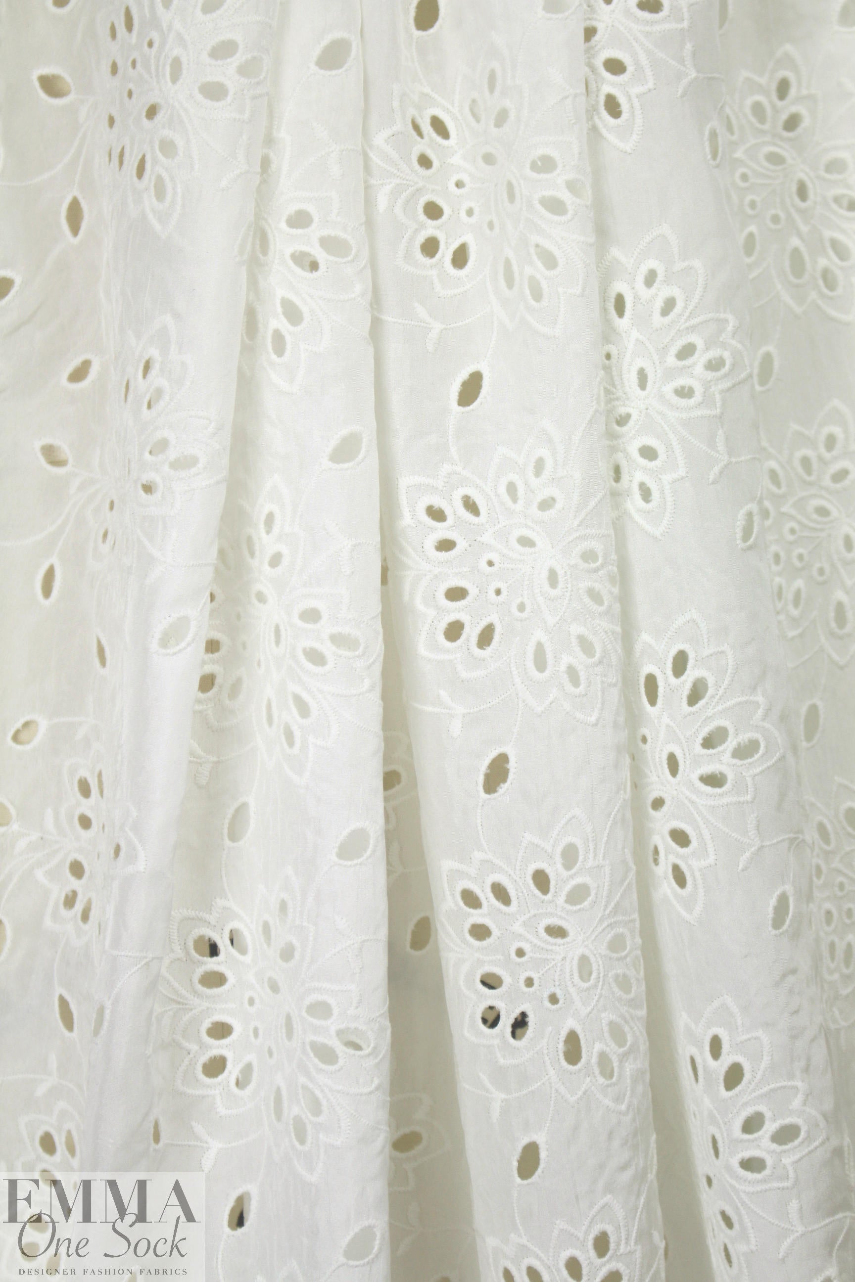 NY designer silk/cotton eyelet voile - white 1.625 yds