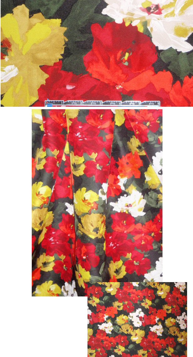 0scar flower garden silk faille - red/gold/hunter