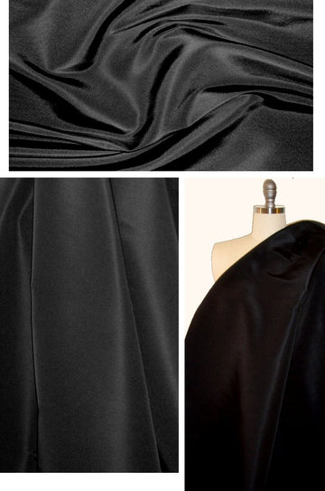 Italian famous designer black silk faille