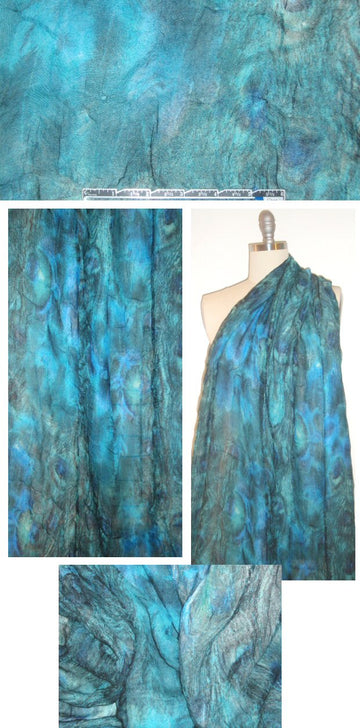 NY designer 3-ply all silk sheer gauze - peacock