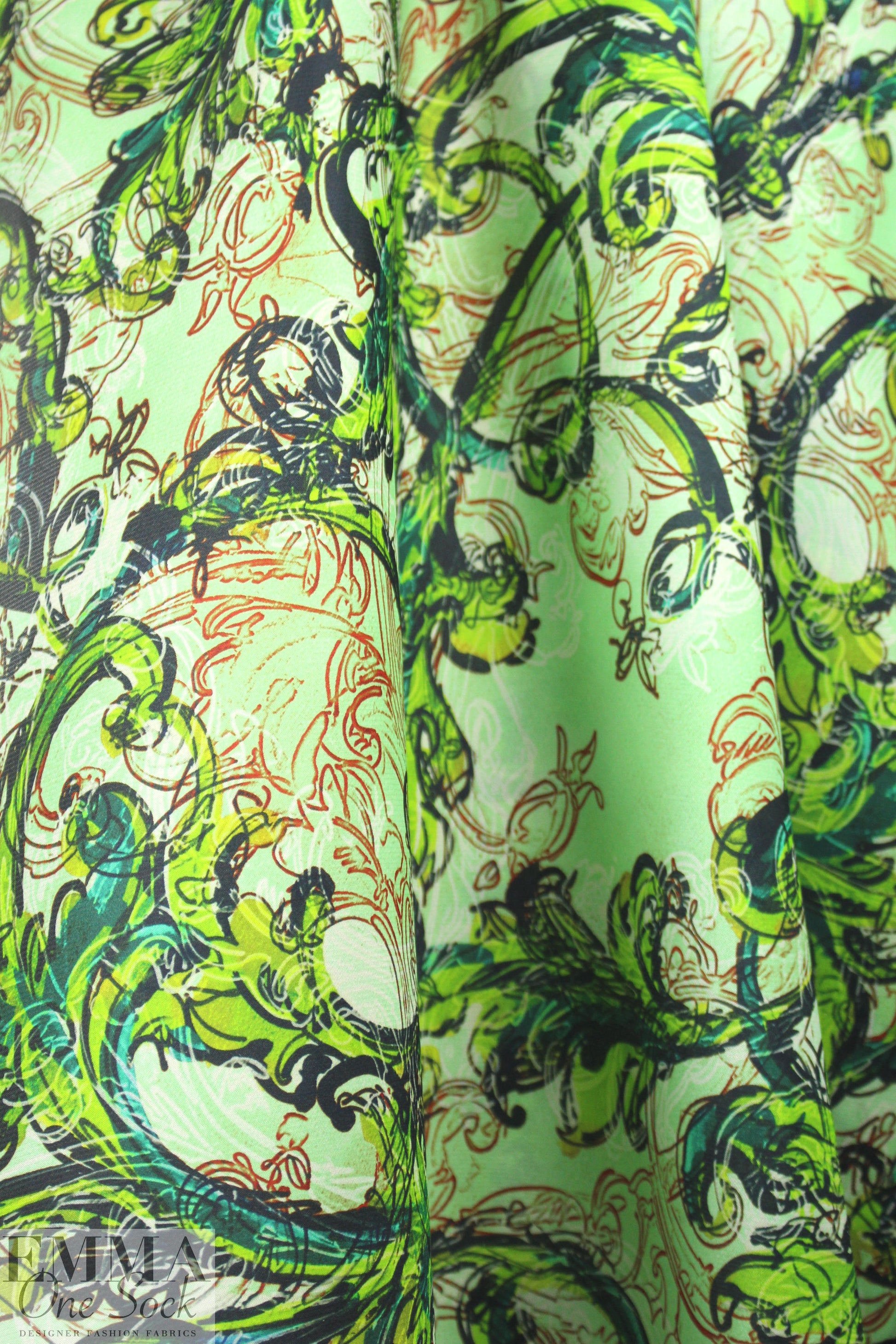 Monique Lhui11er printed silk gazar - 'garland scroll'