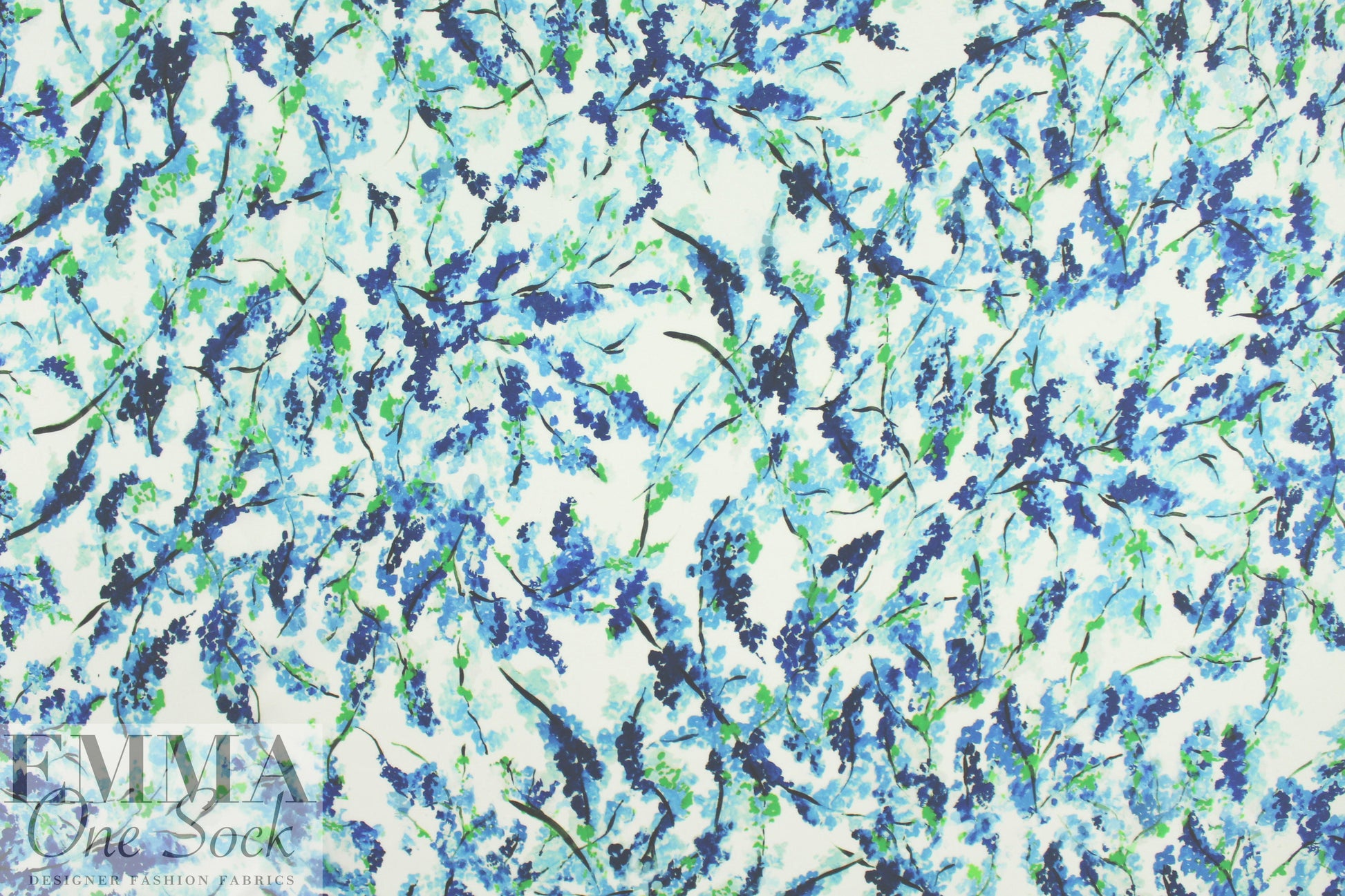 Monique Lhui11er printed silk gazar - 'blue blossoms' 1.375 yd