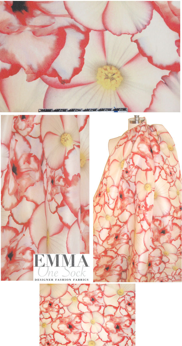 Naeem K@hn printed silk gazar - red-tipped floral