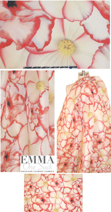 Naeem K@hn printed silk gazar - red-tipped floral