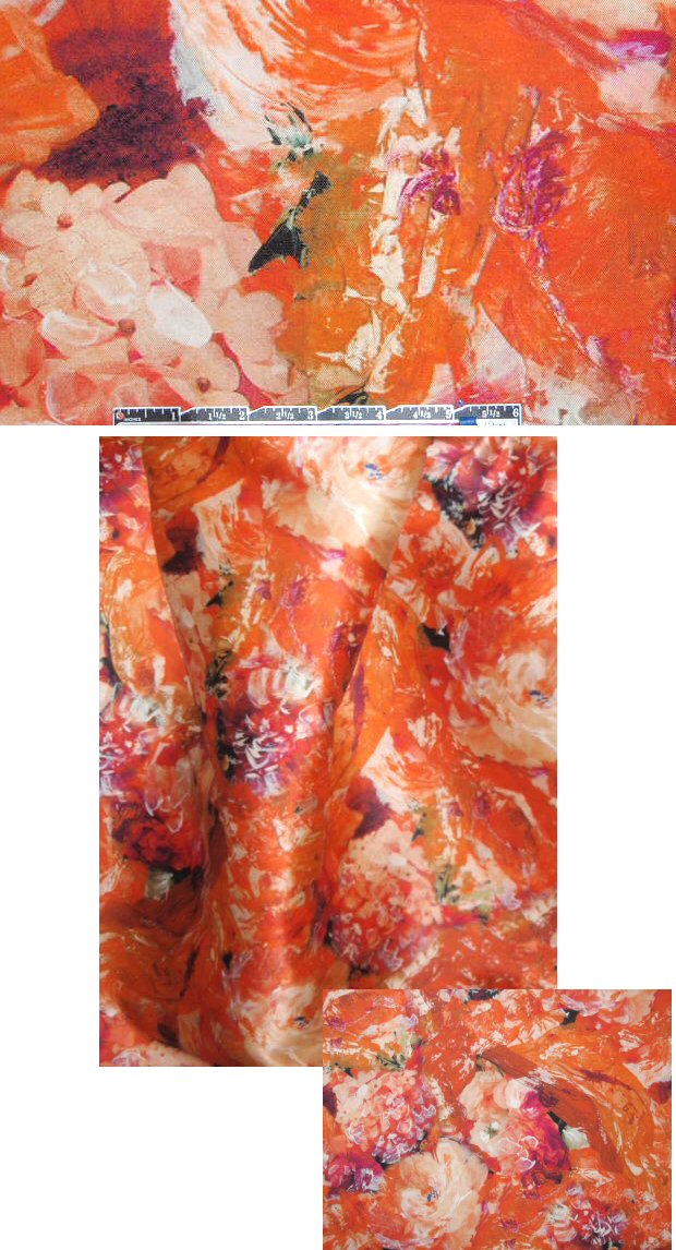 J. Mende1 floral printed silk gazar .75 yds