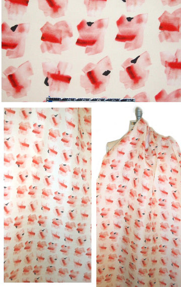 Italian all silk gazar - abstracted flowers