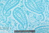 NY designer sky/white paisley floral silk georgette