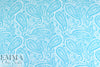 NY designer sky/white paisley floral silk georgette