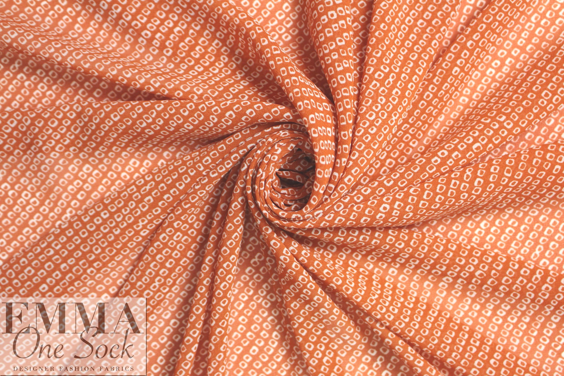 NY designer cinnamon/ivory little graphic georgette