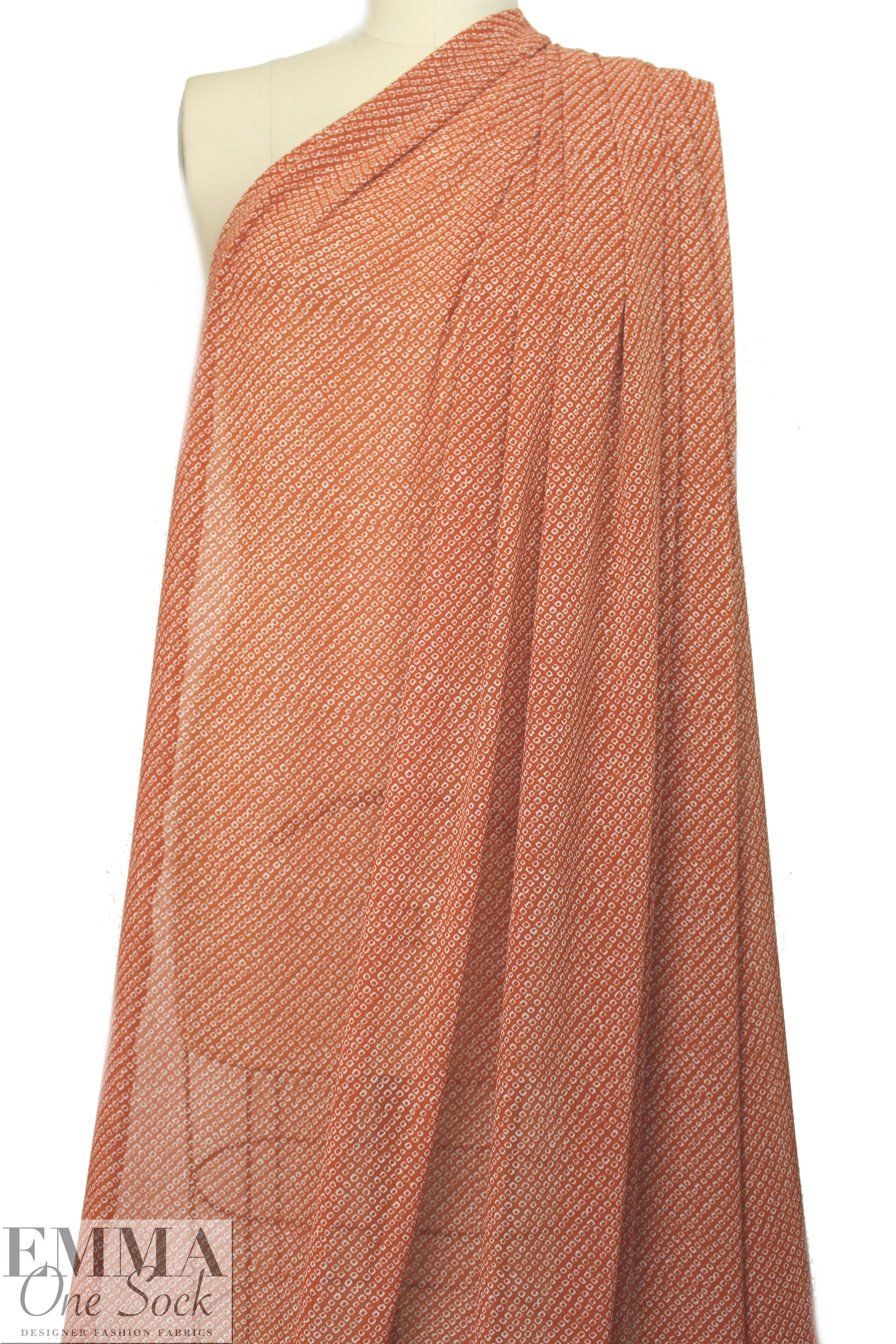NY designer cinnamon/ivory little graphic georgette