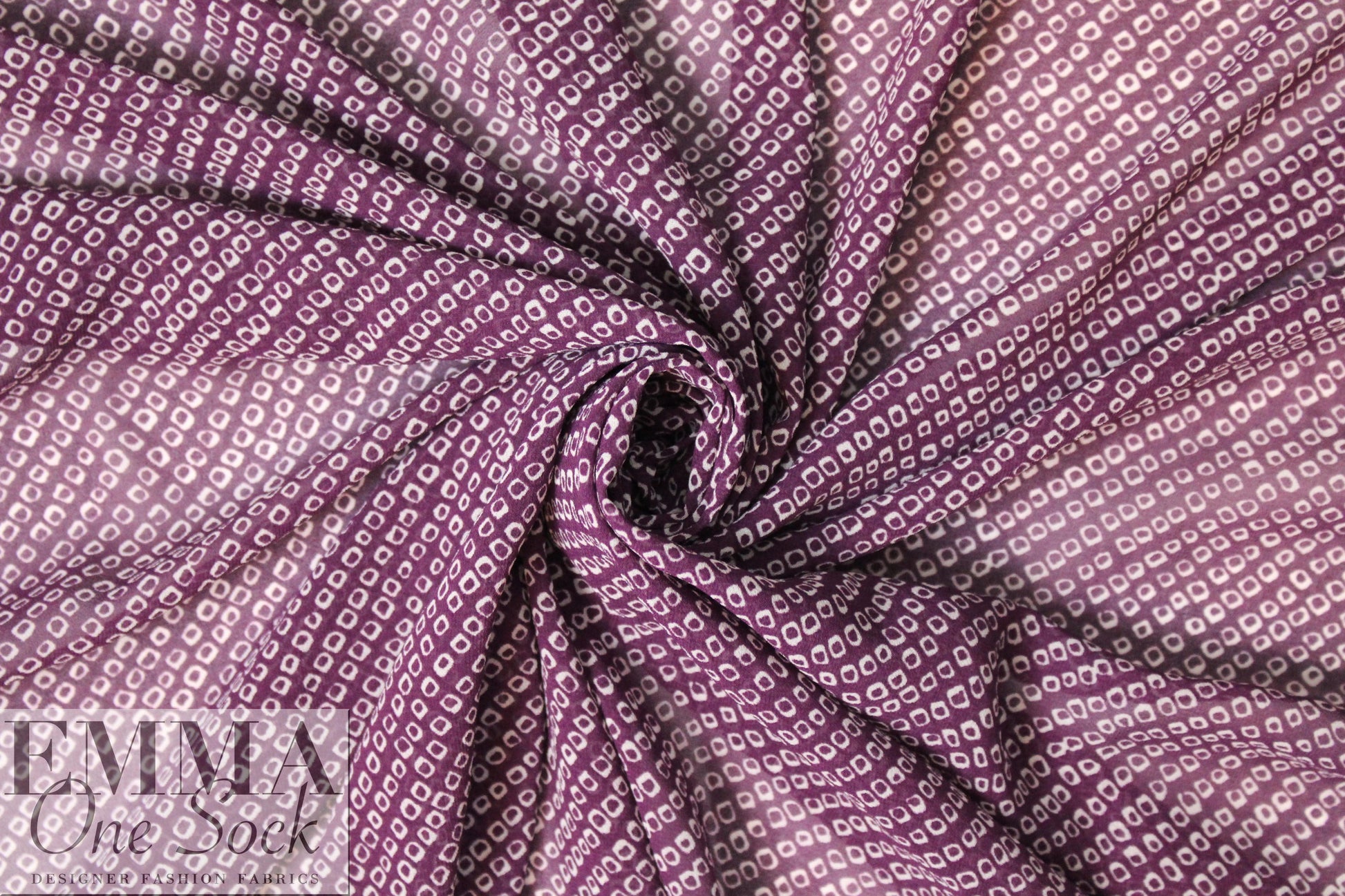NY designer violet/ivory little graphic georgette 1.625 yd