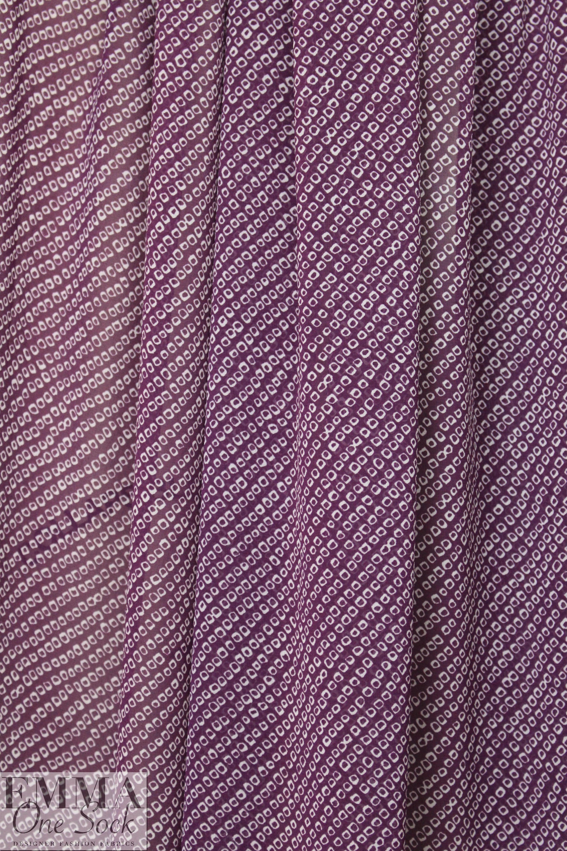 NY designer violet/ivory little graphic georgette 1.375 yd