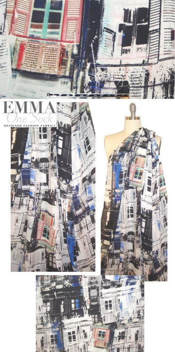 Mi11y city windows montage silk georgette 2 yd