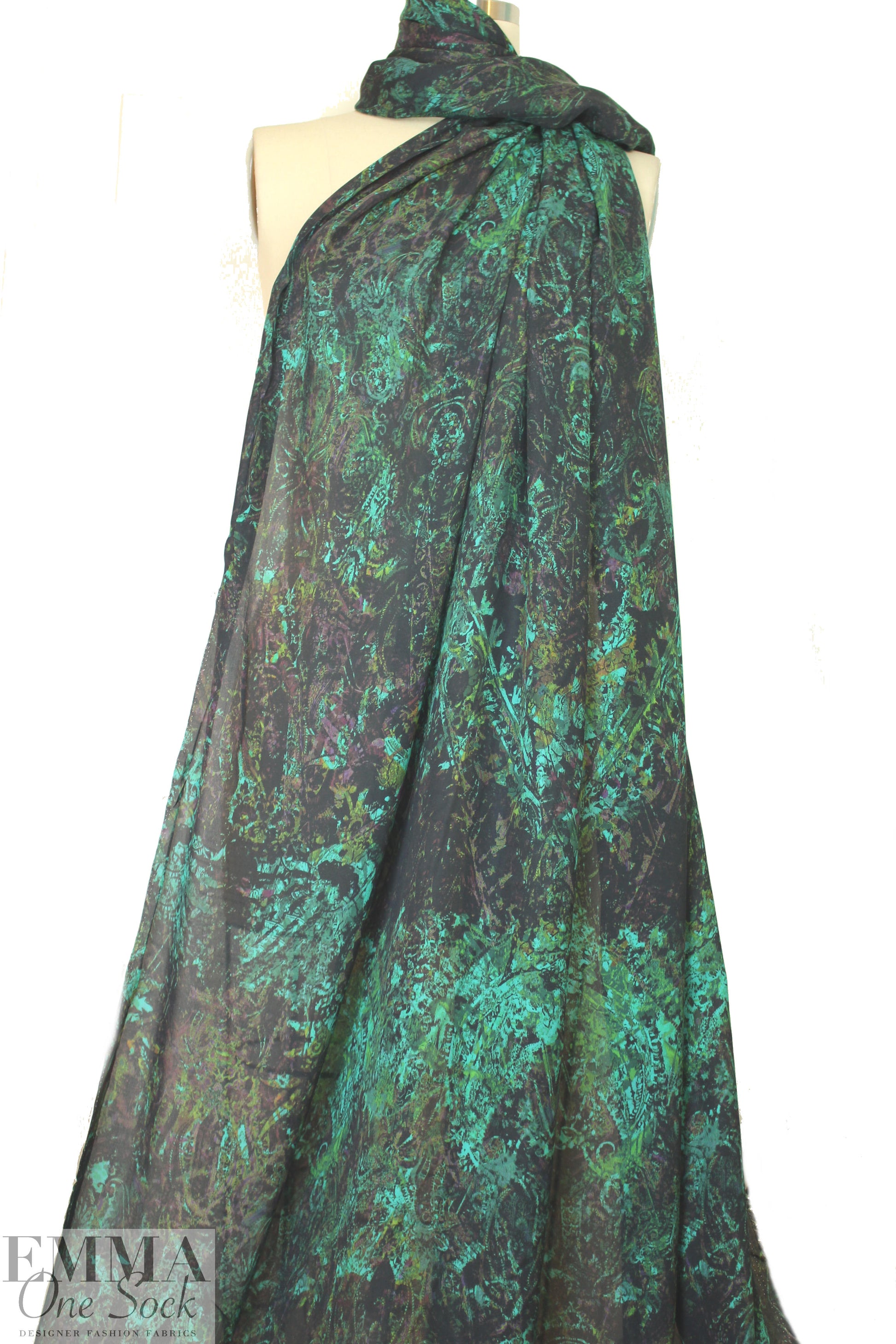 Italian 'nocturnal layers' abstract silk georgette