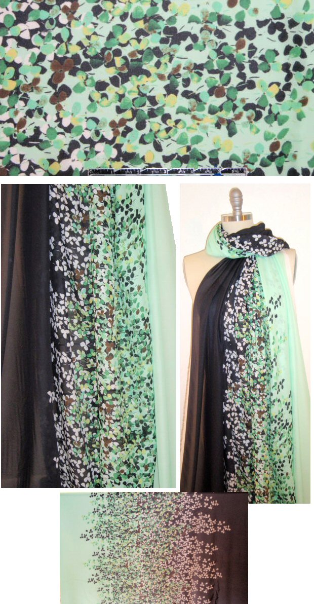 Italian cascade of petals ombre' silk georgette 1.5 yd